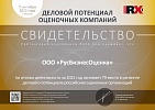 Сертификат - Рэнкинг делового потенциала оценочных компаний России